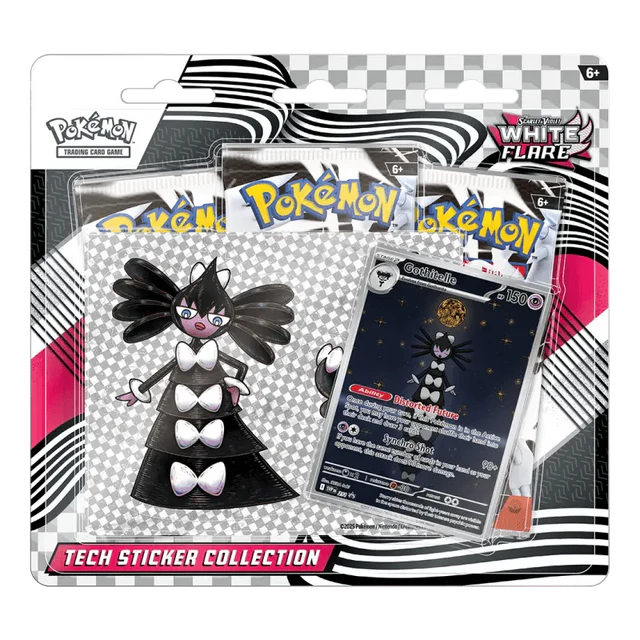 (2 Pro Person!) Pokemon - Karmesin & Purpur - Weisse Flammen - Tech Sticker Kollektion - Englisch