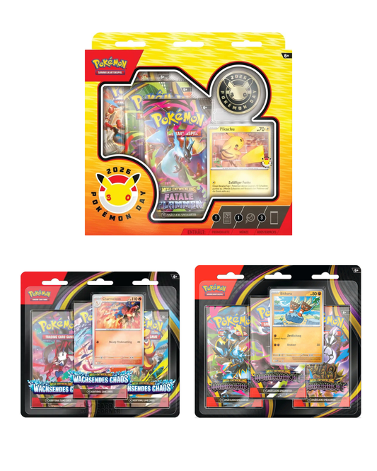 BUNDLE: Pokemon Day Kollektion + Dunkelnacht Blister + Wachsendes Chaos Blister DE