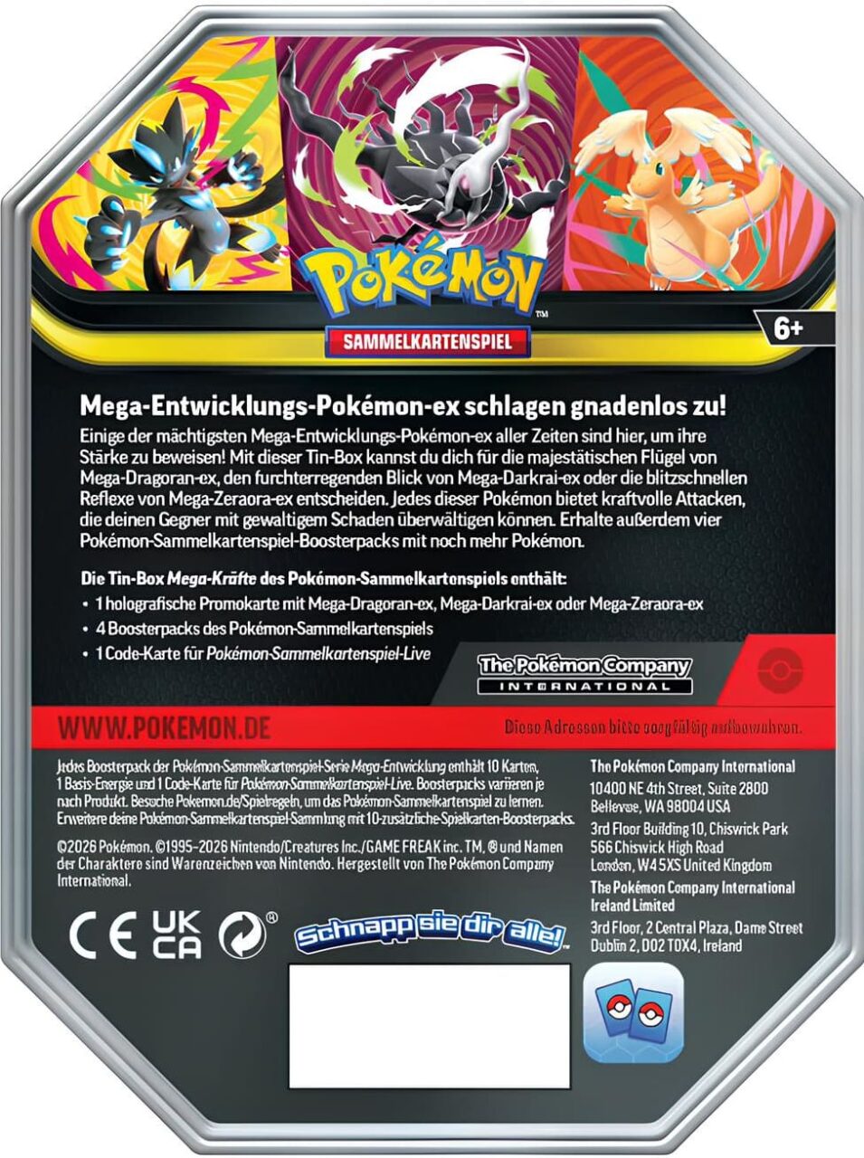Pokemon - Mega Kräfte Tin - Mega Dragoran/Zeraora/Darkrai - Deutsch