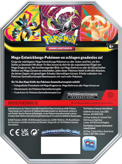 Pokemon - Mega Kräfte Tin - Mega Dragoran/Zeraora/Darkrai - Deutsch